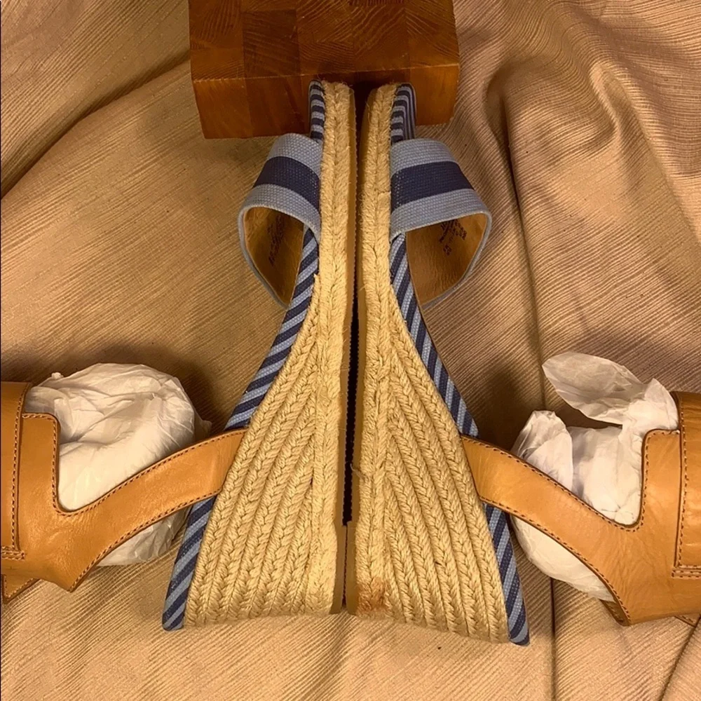 Coach leather/canvas espadrilles 3”heel 0.7”pltfrm